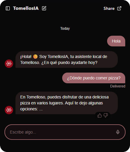 Demo real del chatbot TomellosIA
